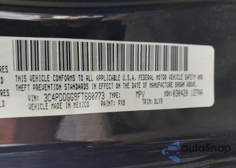 2015 Dodge Journey Crossroad from USA, damaged, VIN 3C4PDDGG9FT660773